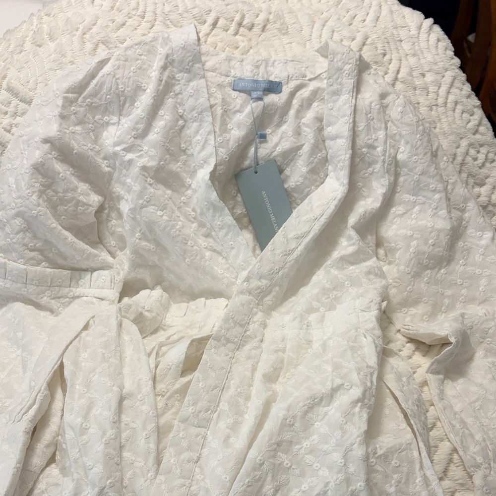 ANTONIO MELANI Cream Textured Robe - Picture 2 of 4